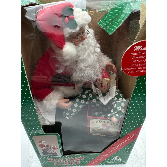 Holiday Creations Vintage Santa Claus Musical Light up Christmas Jack in Box - Picture 2 of 16